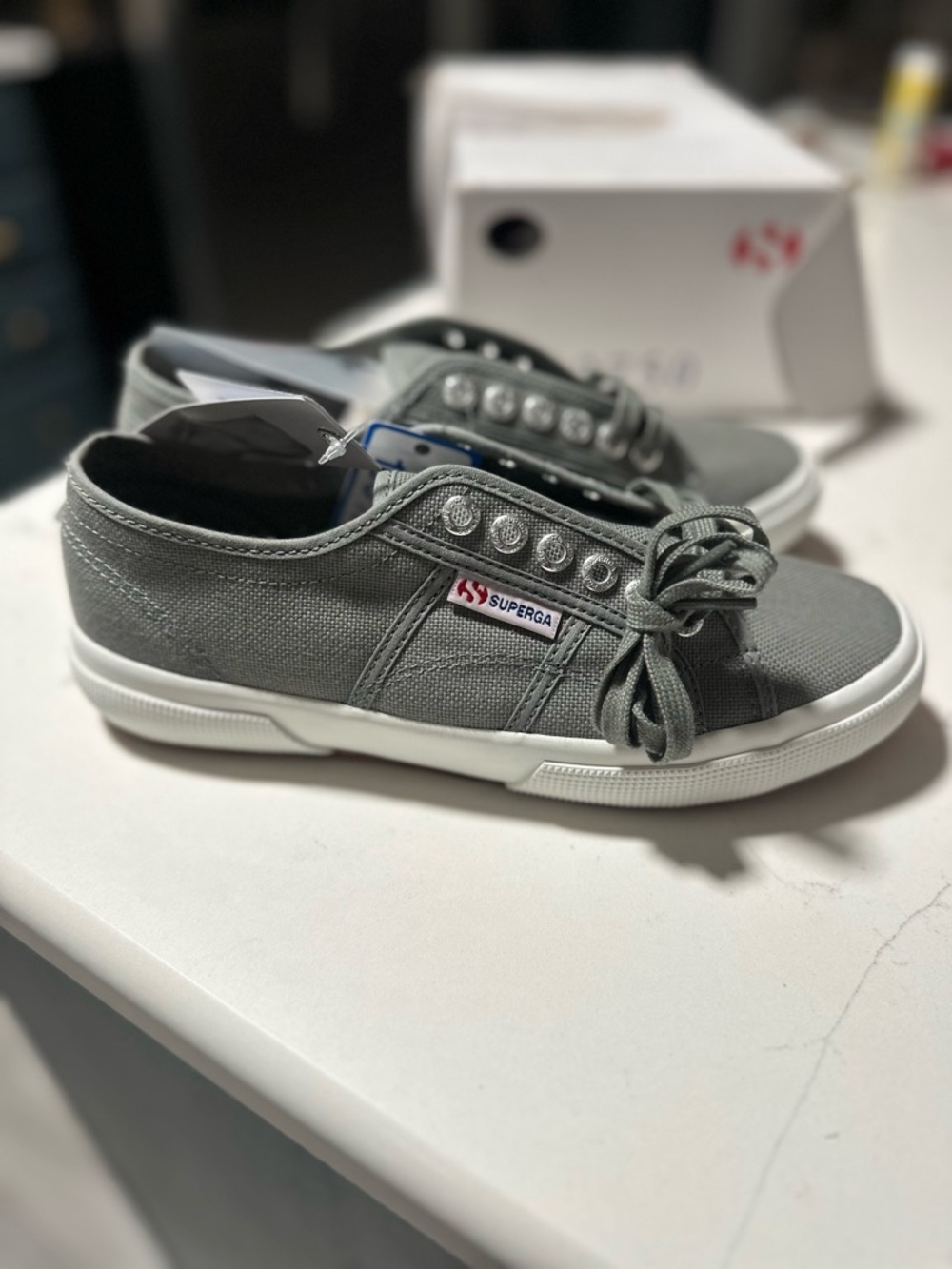 Superga Grey Canvas Low-Top Sneakers - Picture 4 of 7